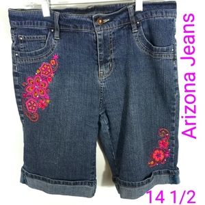 Arizona Pink Floral Embroidered Bermuda Shorts